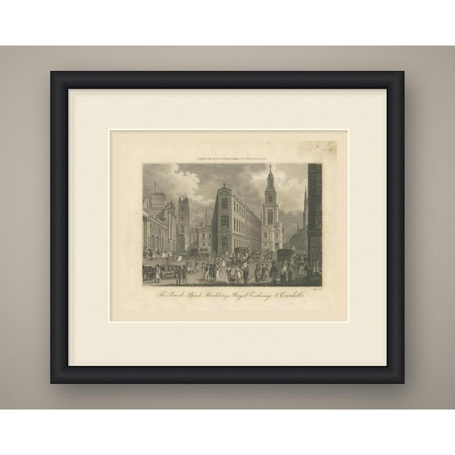 This is an original antique copper engraving, uncolored, lettered "the bank, bank buildings, royal exchange & cornhill."...