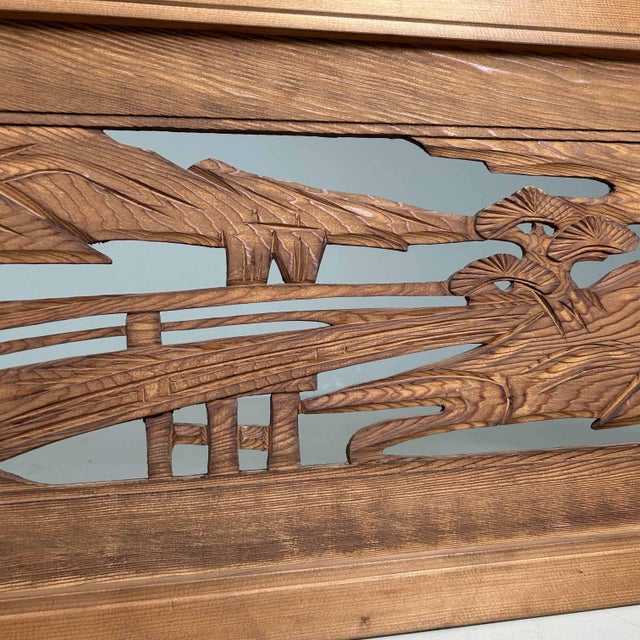 Wooden Ranma Temple Mountain Landscape, Japan, 1920s For Sale - Image 11 of 15