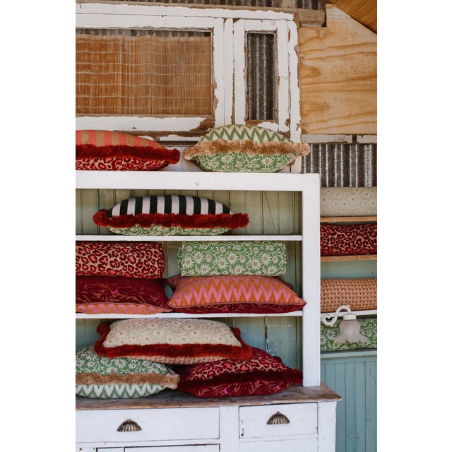 Not Yet Made - Made To Order Palais Double Sided Outdoor Cushion in Yoko Bordeaux X Rosita Orange & Pink, 18x18 Inch For Sale - Image 5 of 8