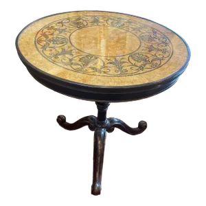 Mosaic Top Round Accent Table Stone Top Metal Base