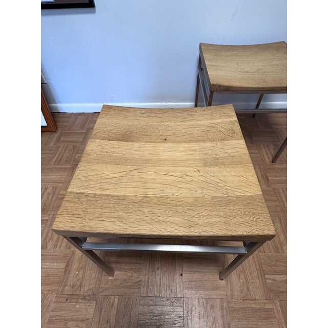 2000 - 2009 Pair of E15 Grace St07 Stools — Brushed Stainless & European Oak, Germany For Sale - Image 5 of 10