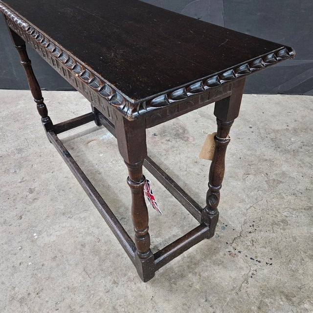 Late 19th Century Oak Jacobean Revival Lamp/Sofa Table With Carved Apron and Turned Legs For Sale - Image 11 of 18