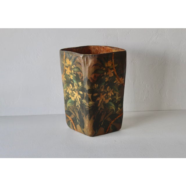 R Pulvermacher Inc Paper Mache Floral Wrapped Wastebasket Vintage. Rarely available for retail, R Pulvermacher Inc of...
