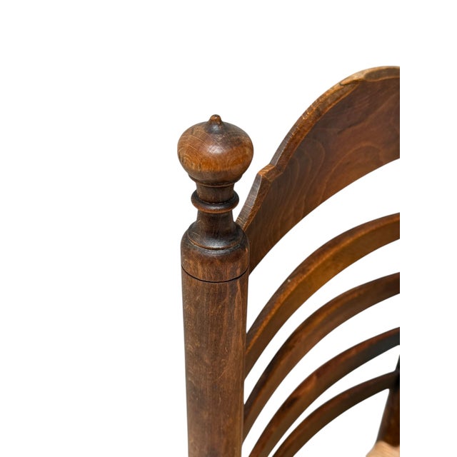 Brown Rustic Dutch Ladder Back Armchairs in Patinated Beech, 1900s, Set of 2 For Sale - Image 8 of 13