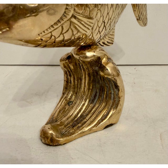 1970s Brass Tropical Fish Sculpture on Stand, Hollywood Regency Style For Sale - Image 9 of 12