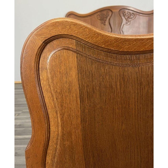 Vintage French Louis XVI Style Oak Double Bed Frame with Carved Headboard For Sale - Image 6 of 12