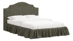 Stoffer Home x Cloth & Company Thelma Ruffle Platform Bed in Dogwood Floral Sage, Full/Double