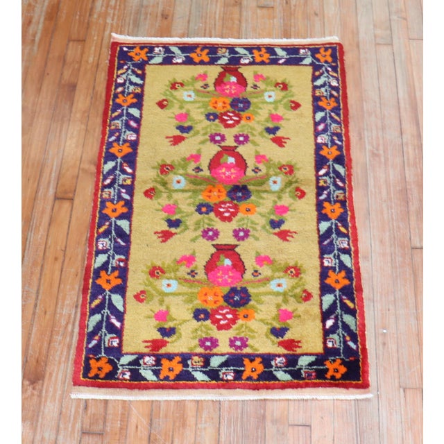 Mid 20th Century Mid 20th Century Floral Turkish Konya Rug - 2'7" x 4'2" For Sale - Image 5 of 18