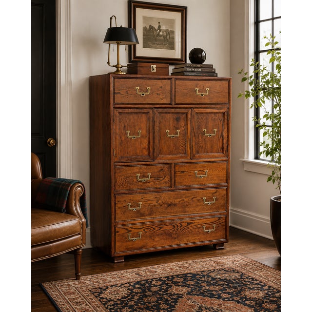 A handsome gentleman’s chest from Henredon’s sought-after Artefacts collection, offering exceptional storage and timeless...