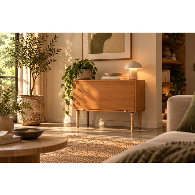 Mid-Century Modern Vintage Danish Sideboard in Oak, 1960s For Sale - Image 3 of 9