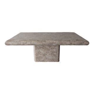 Tessellated Stone Pedestal Dining Table by Maitland Smith For Sale