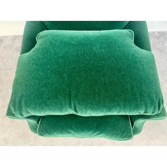 Hollywood Regency Style Custom Overstuffed Emerald Velvet Armchair For Sale - Image 13 of 17