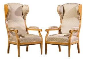 Frits Henningsen Style Swedish Biedermeier Wingback Lounge Chairs - Pair