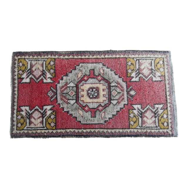 Turkish Boho Handmade Small Runner 1′8″ × 3′1″ For Sale