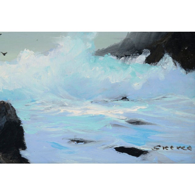 Crashing Waves - Big Sur Coastal Cove Original Oil on Masonite by Stephen John Skerce For Sale - Image 4 of 8