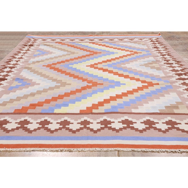 Vintage Indian Dhurrie Rug, 06'00 X 09'00 For Sale - Image 9 of 10