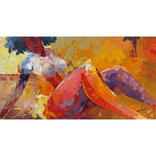 At Ease in Her Own Light, by Godfrey Afebuame , Oil Painting With Knife on Canvas (2026) For Sale
