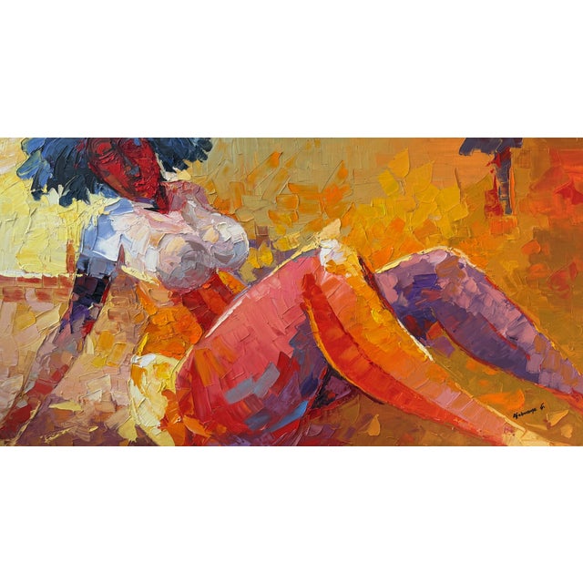 At Ease in Her Own Light, by Godfrey Afebuame , Oil Painting With Knife on Canvas (2026) For Sale