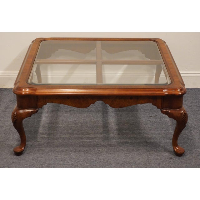 Traditional Hekman Furniture Solid Cherry Traditional Style 39" Square Glass Topped Accent Coffee Table For Sale - Image 3 of 8