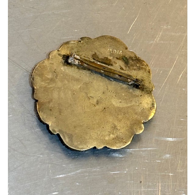 Mid-Century Modern Silver Tone / Cabochon Cluster Brooch For Sale - Image 3 of 4