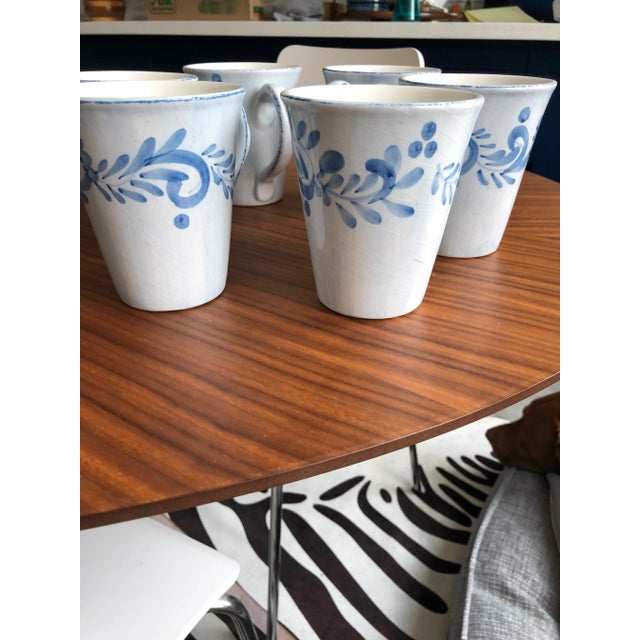 Late 20th Century Italian Hand-Crafted Coffee Cups in Blue & White by Ceramiche Bizzirri-6 Pieces For Sale - Image 5 of 9