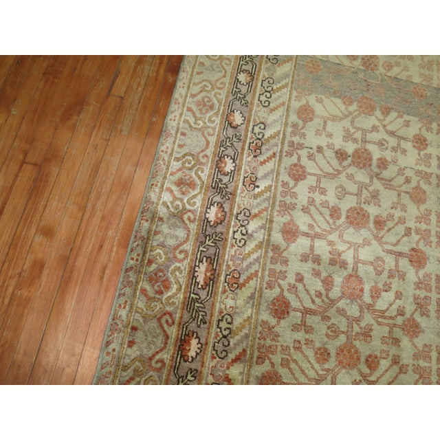 Antique Zabihi Collection Gray Khotan Gallery Rug For Sale - Image 4 of 9