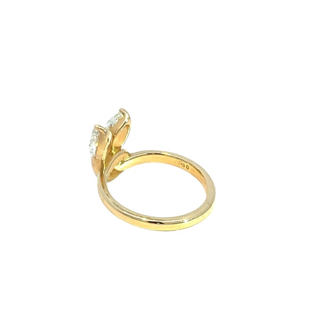 18k Yellow Gold Leaf Design 1.04ct Diamond Ring, Size 6.25 For Sale - Image 4 of 6