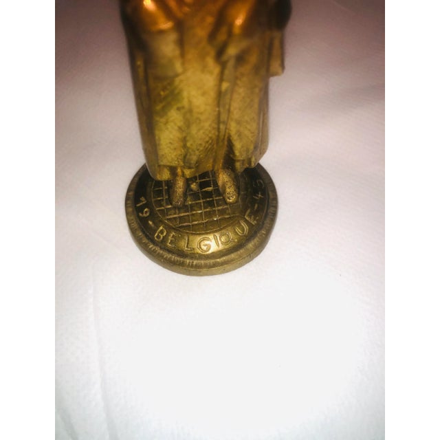 Vintage Brass Belgique Dutch Giril With Gathering Basket Figurine For Sale - Image 4 of 6