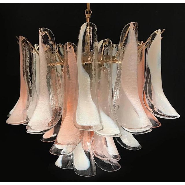 Murano Glass Pink and White Lattimo Chandelier, 1980s For Sale - Image 4 of 13