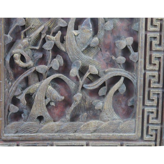 1922 Hand Carved Chinese Wall Hanging Panels - a Pair For Sale In Greensboro - Image 6 of 10