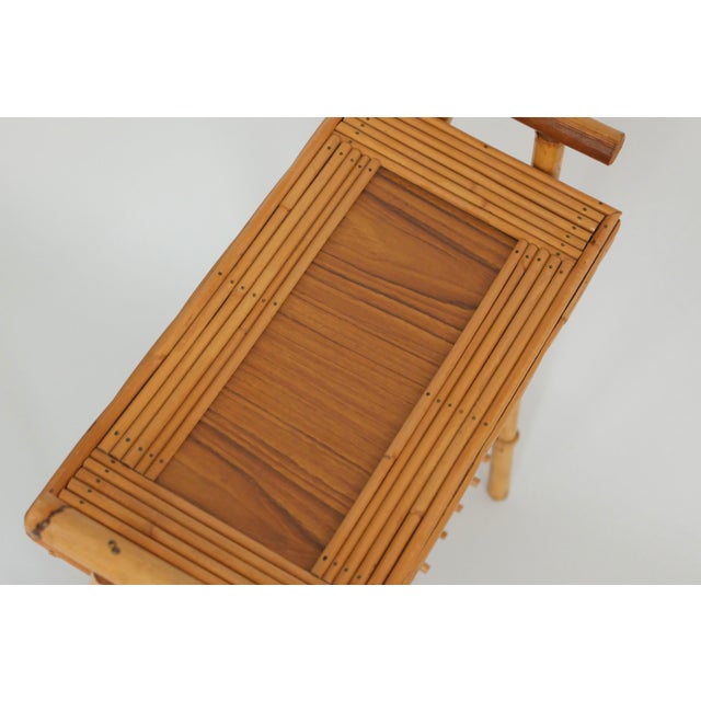 Mid-Century Italian Rattan and Bamboo Side Table attributed to Vivai del Sud, 1970s For Sale - Image 4 of 14