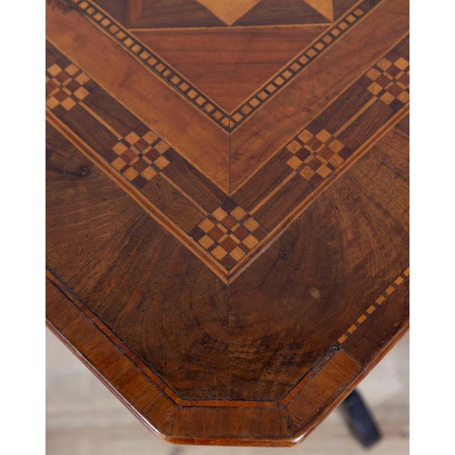 Italian 19th Century Small Italian Marquetry Table in Walnut, Rosewood, and Maple For Sale - Image 3 of 12