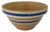 Large Antique 11 1/2 Inch Size Blue and White Decorated Banded Yellow Ware Kitchen Mixing Bowl For Sale - Image 12 of 13