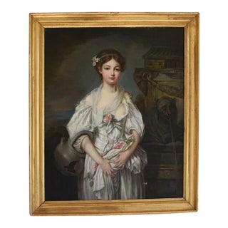 1800s French Oil on Canvas Girl in a Torn Dress With Broken Vessel, After Jean-Baptiste Greuze, La Cruche Cassee For Sale