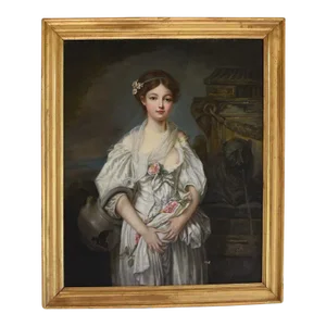 1800s French Oil on Canvas Girl in a Torn Dress With Broken Vessel, After Jean-Baptiste Greuze, La Cruche Cassee