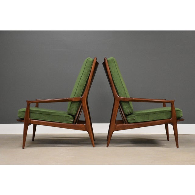 Thayer Coggin Mid 20th Century Milo Baughman Archie Walnut Lounge Chairs - A Pair For Sale - Image 4 of 9