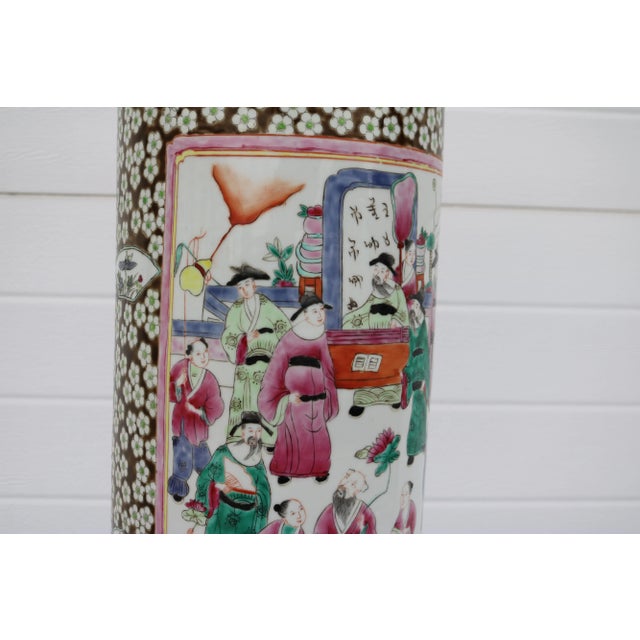 Mid 20th Century Large Mid Century Famille Rose Porcelain Umbrella Stand For Sale - Image 14 of 18