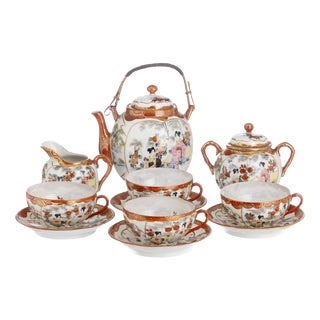 Japanese Porcelain Kutani Tea Service, 19th Century, Set of 23 For Sale