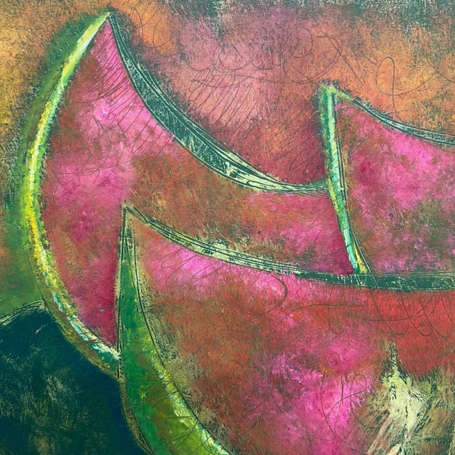 Pink 1980s Byron Gálvez Art Pastel Paper Watermelon Mexico For Sale - Image 8 of 11