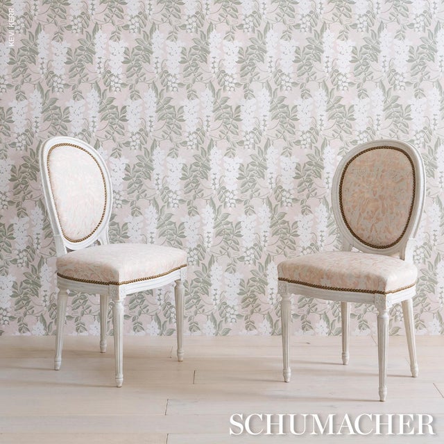 SAMPLE - Schumacher Lucia Wisteria Wallpaper In Sage For Sale In New York - Image 6 of 6