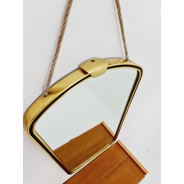 Mid-Century Asymmetric German Brass Kidney Wall Mirror, 1960s For Sale - Image 5 of 10