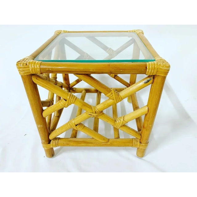 Chippendale Bamboo Rattan Nesting Tables - Set of 3 For Sale - Image 12 of 13