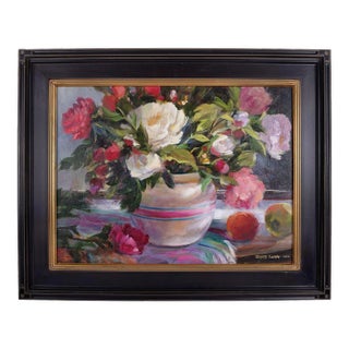 Betty Carr "Peonies in Morning Light" Oil Painting For Sale