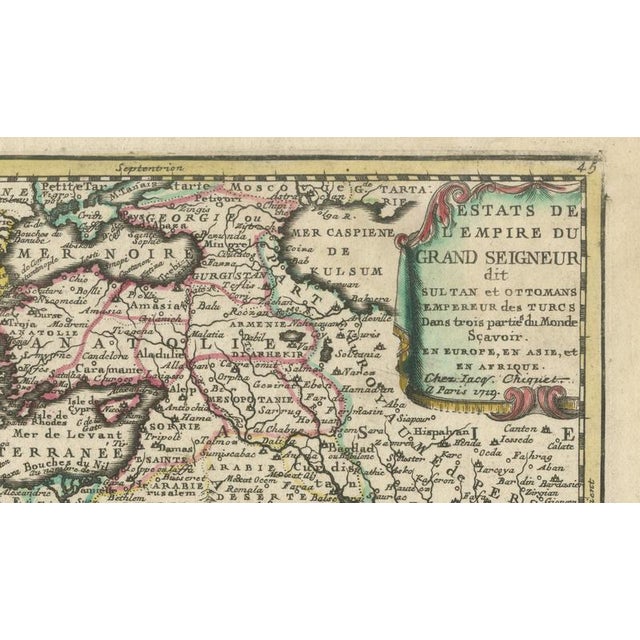 Traditional Ottoman Empire Map by Jean Chiquet, Paris, France, 1719 For Sale - Image 3 of 9
