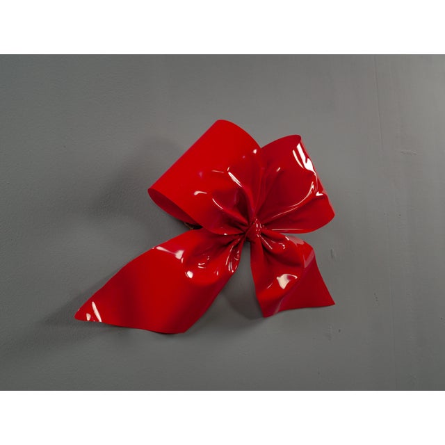 Plastic Large Red Gift Bow Hand-Formed from Plastic For Sale - Image 7 of 13