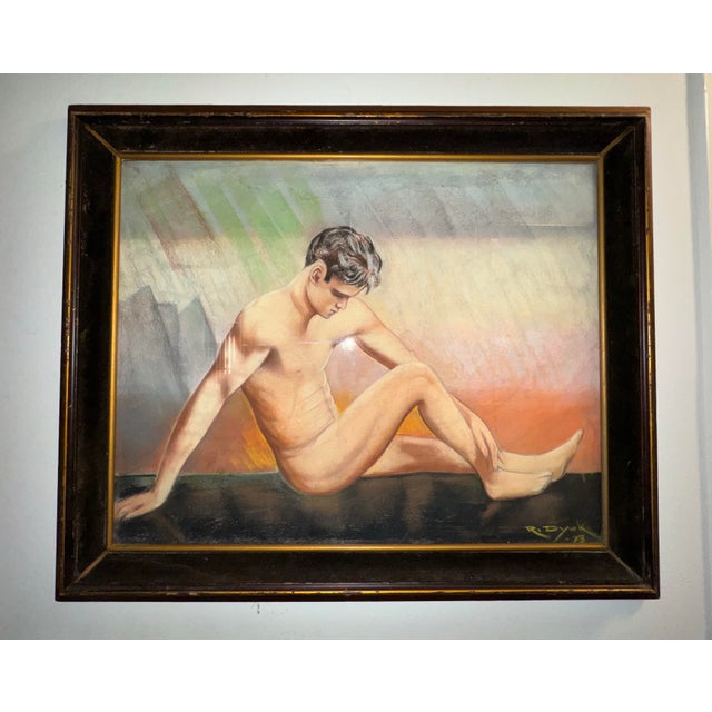 This listing is for a pastel drawing of a male nude. The piece is dated 1973 and was signed "R. Dyck." This drawing comes...