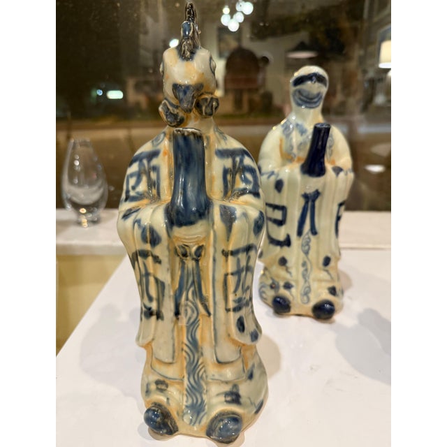 Ceramic Two Chinese Zodiac Statues - Serpent, Rooster and Goat For Sale - Image 7 of 10