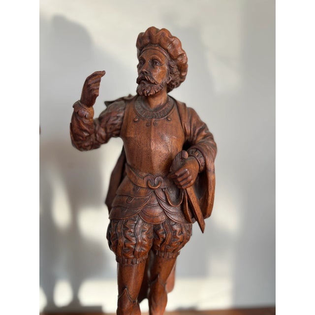 Brown Pair, 19th Century Italian Renaissance Figural Spanish Soldiers or Landsknecht For Sale - Image 8 of 11