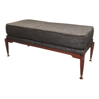 Mid-Century Modern Upholstered Wooden Bench, 1950s For Sale