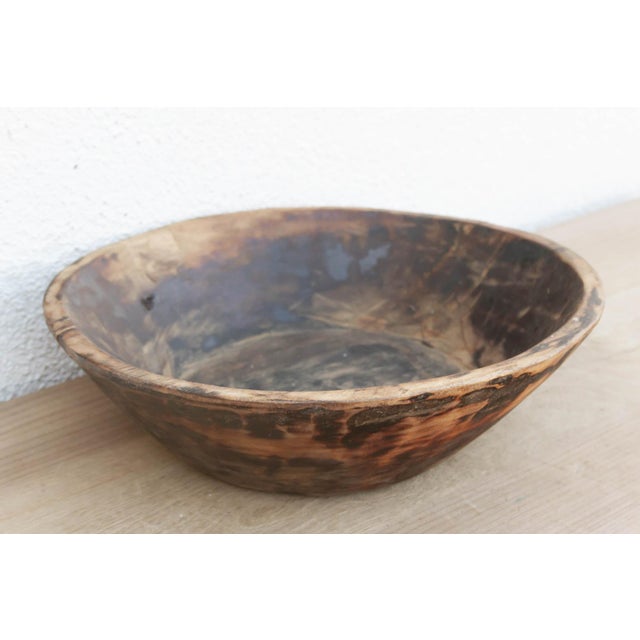 Rustic European Antique Hand-Hewn Wooden Dough Bowl For Sale - Image 3 of 5